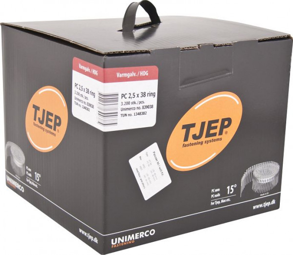 TJEP PC25/38 Rillennagel feuerverzinkt, Rundkopf, Box 3.200 Stück, PC Nägel, 839038