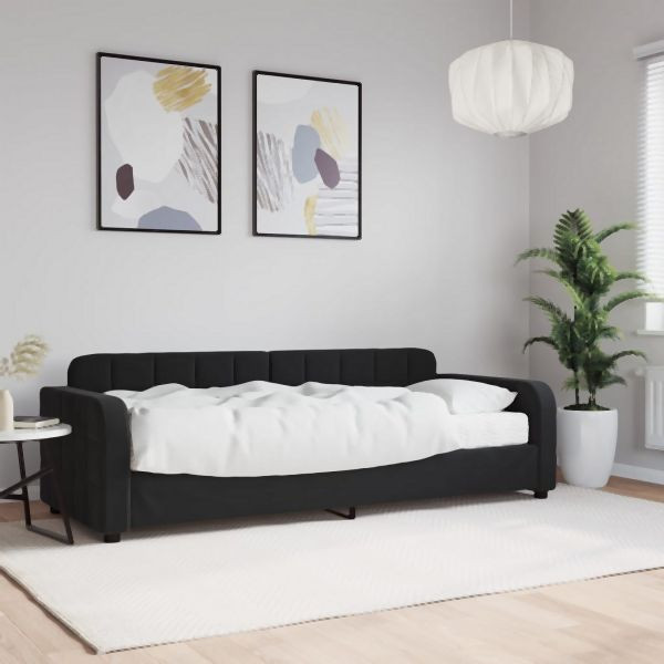 vidaXL Tagesbett mit Matratze Schwarz 80x200 cm Samt, 3196902