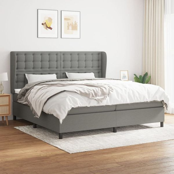 vidaXL Boxspringbett mit Matratze Dunkelgrau 200x200 cm Stoff, 3128310