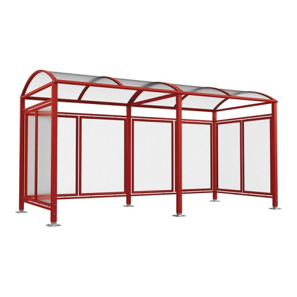 STEIN HGS PROCITY® Fahrradüberdachung Vierkantrohr „M” All-IN-ONE, Breite 5040 mm, Purpurrot Ral 3004, 78356.0011