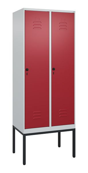 C+P Umkleidespind Classic PLUS, Gestell, 2 Abteile, 2120x800x500mm, 7035/3003, Sicherheits-Drehriegel, 0800307-22 S10001