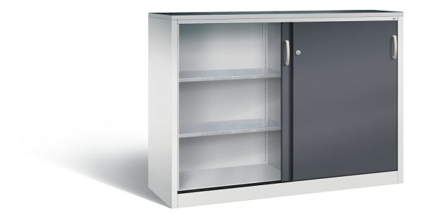 C+P Schiebetürenschrank Acurado, H1200xB1600xT500mm, Farbe: Lichtgrau / Schwarzgrau, Bügelgriff, 2157-09 S10035