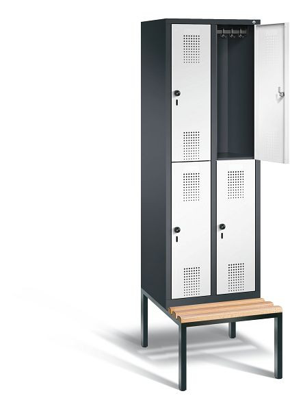 C+P Spind doppelstöckig Evolo, H2090xB610xT815mm, Farbe: Schwarzgrau / Verkehrsweiß, 48350-20 S10218