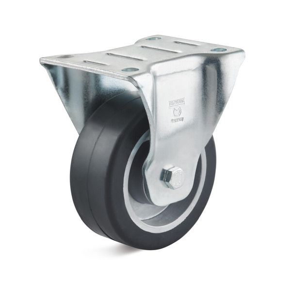 Torwegge Elastik-Vollgummi Bockrolle, Tragfähigkeit 180 kg, Rad-Ø 100 mm, Radbreite 40 mm, Bauhöhe Gehäuse 78 mm, Gesamtbauhöhe 127 mm, 0023756
