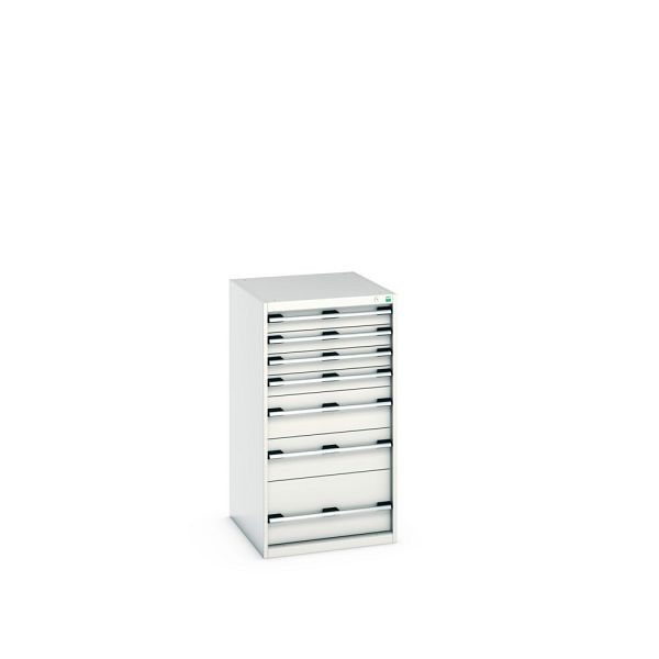 bott cubio Schubladenschrank bestückt, mit 7 Schubladen, BxTxH: 650x750x1200mm, RAL 7035/7035, Lichtgrau, 40027037.16V