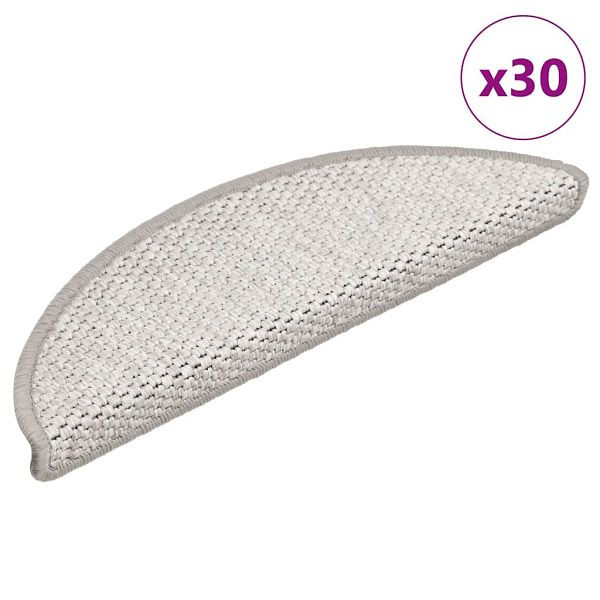 vidaXL Stufenmatten Selbstklebend Sisal-Optik 30Stk. 56x17x3cm Platina, 3365858