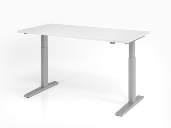 Hammerbacher Schreibtisch XMKA16, 160 x 80 cm, Platte: Weiß, 25 mm dick, ABS-Dickkante, Rechteckform, VXMKA16/W/S