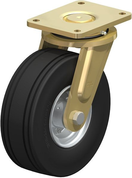 Blickle LS-VLE 250K Stahlgeschweißte Schwerlast-Lenkrolle, schwere Drehkranz-Ausführung, Super-Elastik-Vollgummi, Schwarz, 237248