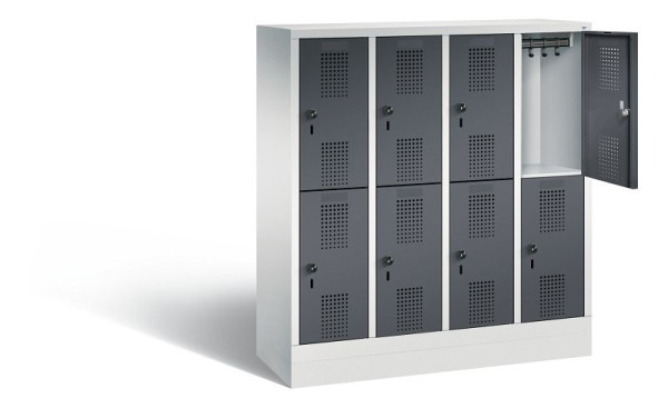 C+P Kindergarten-Spind doppelstöckig Evolo, H1300xB1190xT300mm, Farbe: Lichtgrau / Schwarzgrau, 483203-40 S10086