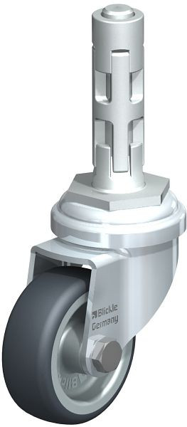 Blickle LRA-TPA 50G-E01 Apparate-Lenkrolle mit Expander, Thermoplastisches Gummi-Elastomer, Grau, 638775