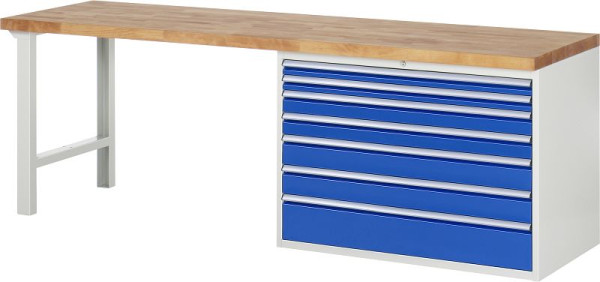 RAU Werkbank Serie 7000 - Modell 7717, B2500 x T700 x H890 mm, Systemunterbau B2500 x T650 x H850 mm, 03-7717A1-257B4M.11