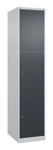 C+P Schließfachschrank Classic PLUS, 1850x400x500mm, 7035/7016, mit 3 Fächern, 080000-123 S10007