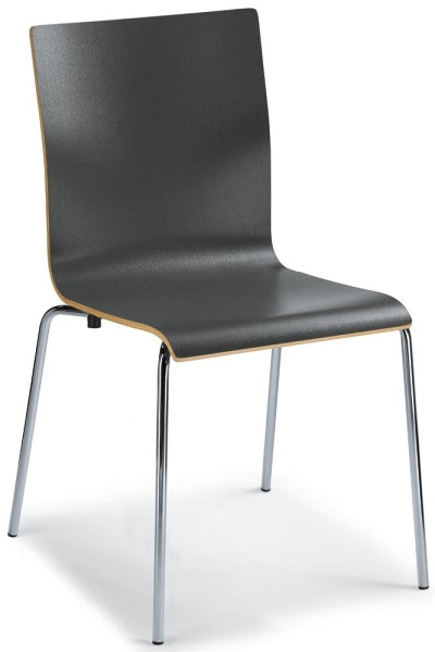 Deskin Besucherstuhl QUADRAS, 4-Fuß Gestell verchromt, Buchenschichtholz, Farbe anthrazit, VE: 4 Stück, 279022