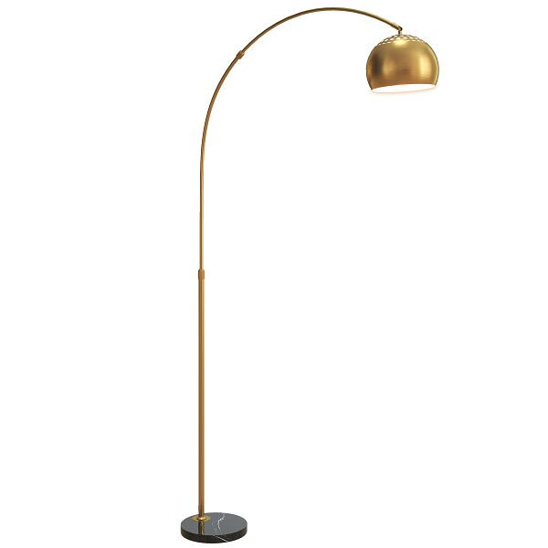 HOMCOM Stehlampe, Bogen-Design mit Marmorsockel, 167 cm, Schwarz+Gold, B31-353V90GD