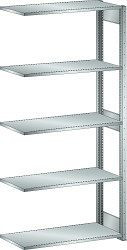 LISTA Anbauregal L1006 (BxTxH) 1000x500x2200mm 160kg, Regalstützenpaar inklusive 3 Tiefenstreben, Farbe: Lichtgrau, Anzahl Fachböden: 5, 50.215.020
