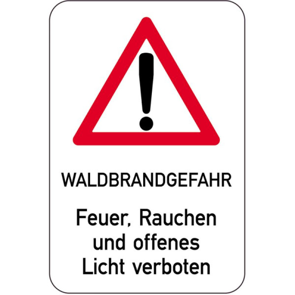 Stein HGS Sonderschild, Waldbrandgefahr Feuer, Rauchen und offenes Licht verboten, 14915