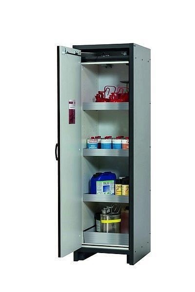 asecos Sicherheitsschrank Q-CLASSIC-30, Q30.195.056 in verkehrsrot RAL 3020 mit 3x Wannenboden Standard (Edelstahl), 31002-066-30085
