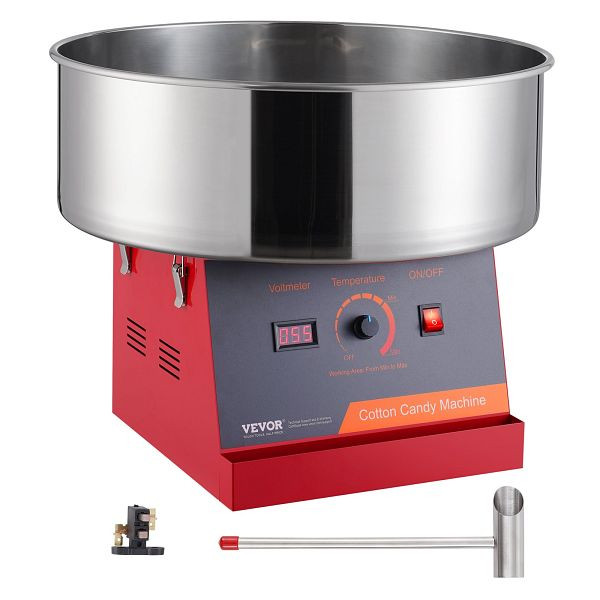 VEVOR Elektrische Zuckerwattemaschine, 1000 W, mit Edelstahlschüssel & Zuckerlöffel (Rot), TSMHTJHSWGXM8E4PNV2