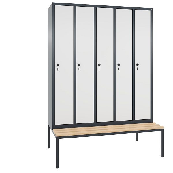 C+P Spind Evolo, 5 Abteile, H2090xB1480xT815 mm, Anthrazit/HPL Weiß, 48050-50 S10596