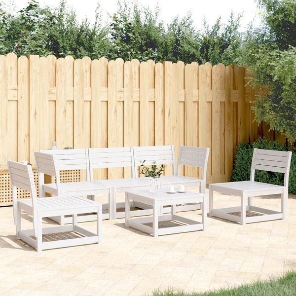 vidaXL 5-tlg. Garten-Sofagarnitur Weiß Massivholz Kiefer, 3216971