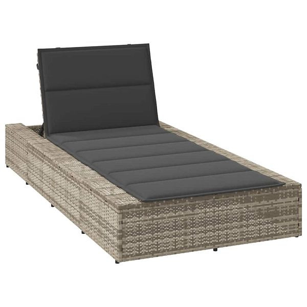 vidaXL Sonnenliege mit schwebender Auflage Hellgrau Poly Rattan, 4104207