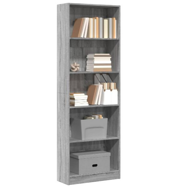 vidaXL Bücherregal Grau Sonoma 60x24x176 cm Holzwerkstoff, 857826