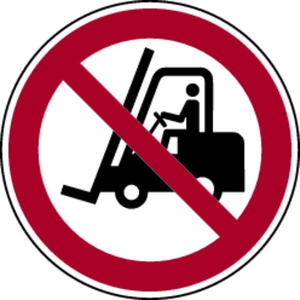 Schilder Klar Verbotszeichen Für Flurförderzeuge verboten DIN EN ISO 7010-P006, 200 mm Folie selbstklebend, 1346/62