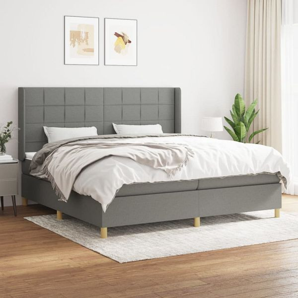 vidaXL Boxspringbett mit Matratze Dunkelgrau 200x200 cm Stoff, 3132018