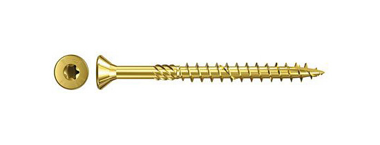Fischer MDF-Plattenschraube 3,5x45 Senkkopf gelbverzinkt Teilgewinde TX, VE: 200 Stück, 660202