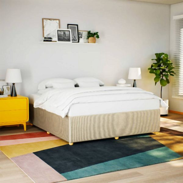 vidaXL Bettgestell ohne Matratze Creme 180x200 cm Stoff, 3284961