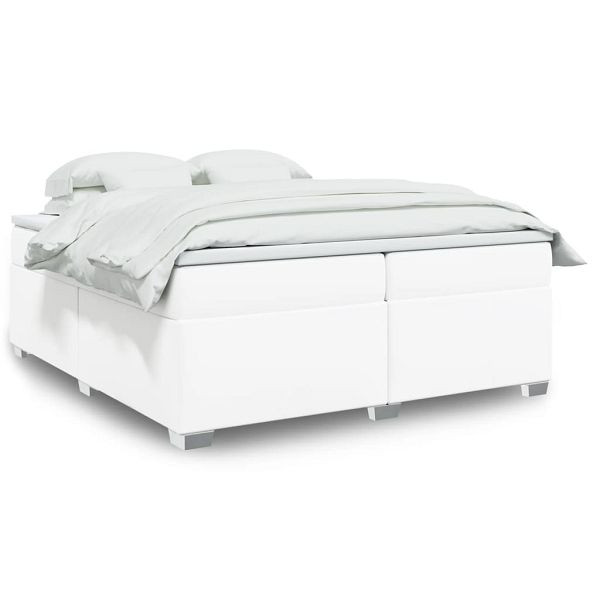 vidaXL Boxspringbett mit Matratze Weiß 200x200 cm Kunstleder, 3285226