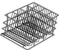ZANUSSI Eckiger Korb, B x T x H in mm: 395 x 395 x 200, mit geneigtem Boden, für 16 Gläser bis max. H in mm: 280, 406867056