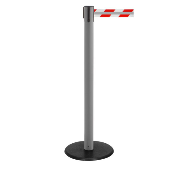 Stein HGS Personenleitsystem 'P-Line Famous Reflex' aus Kunststoff, reflektierendes Gurtband, rot/weiss mit Reflektorstreifen, 3,5 m, grau, 65857.0003