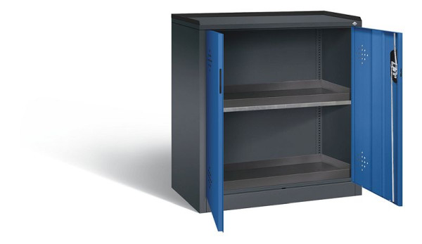 C+P Umweltschrank Acurado, H1000xB930xT500mm, Farbe: Schwarzgrau / Enzianblau, Muldengriff, 8821-316 S10103