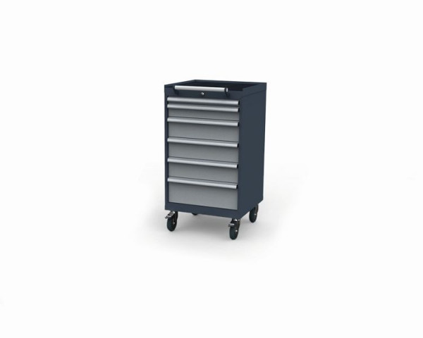 Simplaflex Mobiler Schubladenschrank mit 6 Schubladen 1x50, 1x100, 3x150 und 1x200 mm, B x T x H 600x575x1090 mm, CL6H091131M