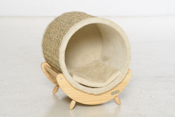 PawHut Katzenhöhle mit Kratzfläche inkl. Kissen, Kratztonne, 41 x 38 x 43 cm, Natur + Beige, D30-520V01