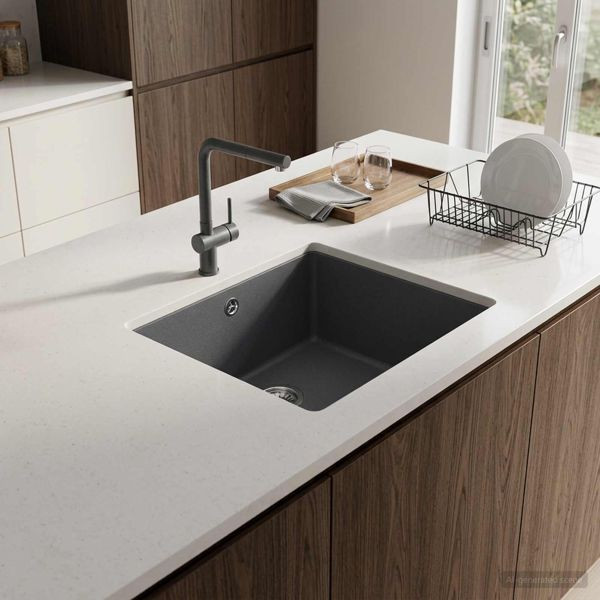 vidaXL Küchenspüle Einzelbecken Granit 42 x 46 x 31 cm Graphit, 42053754