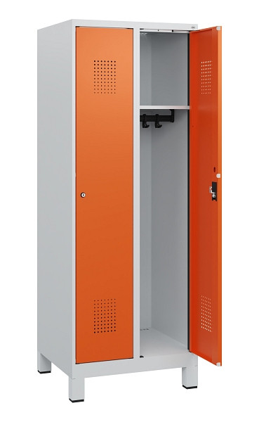 C+P Spind Evolo PLUS, Füße, 2 Abteile, 1630x600x500mm, 7035/2004, Zylinderschloss, 0490105-20 S10022