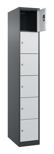 C+P Schließfachschrank Evolo PLUS, 6 Fächer, 1850x300x500mm, 7016/7035, 049000-106 S10017