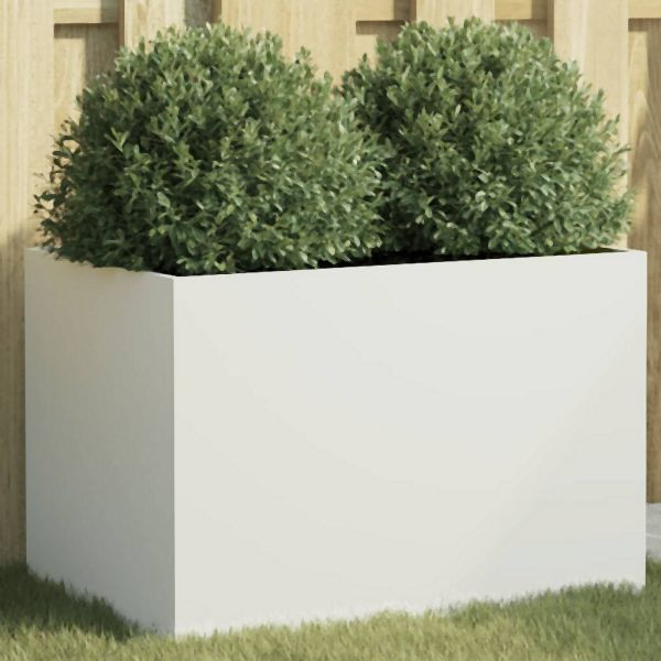 vidaXL Pflanzkübel Weiß 62x40x39 cm Abmessung Stahl, 841596