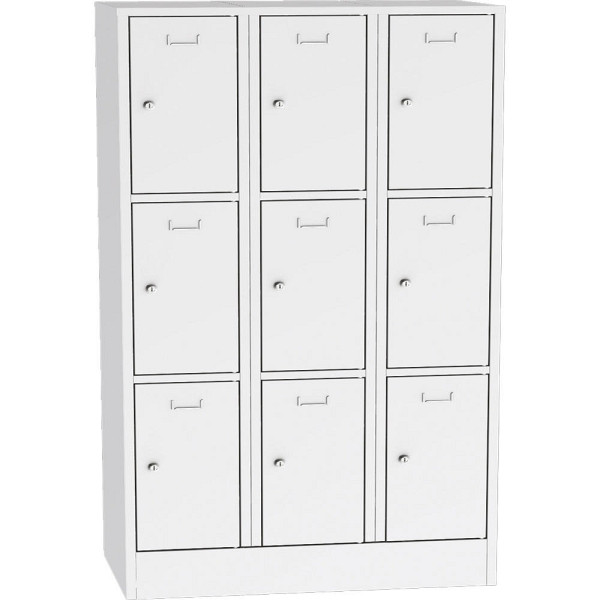 Deskin Schließfach-Stahlschrank SYSTEM SP1 COLOR, Korpus und Türen Lichtgrau RAL 7035, H 1850 x B 1200 x T 500 mm, mit Zylinderschloss, 350 mm, 281981