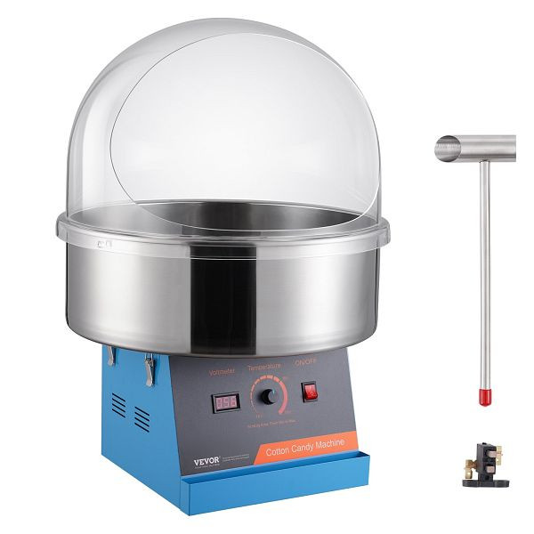 VEVOR Elektrische Zuckerwattemaschine, 1000 W, mit Abdeckung, Edelstahlschüssel & Zuckerlöffel (Blau), TSMHTJLSHGXMH831AV2