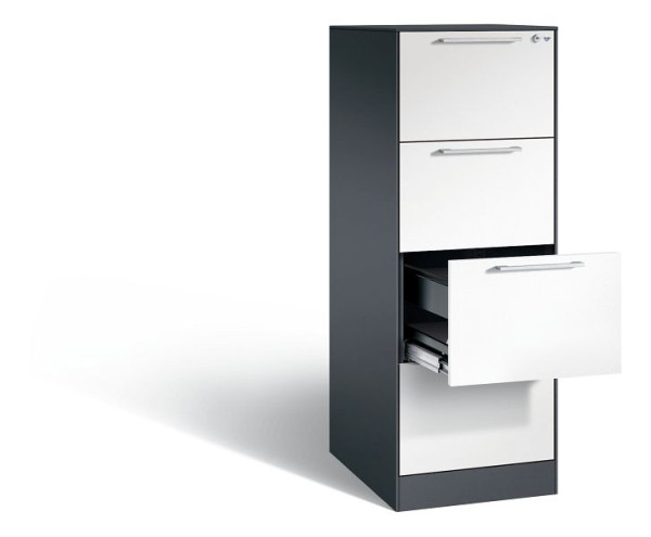 C+P Hängeregistraturschrank Asisto, H1310xB440xT600mm, Farbe: Schwarzgrau / Verkehrsweiß, Bügelgriff, 146225-411 S10193