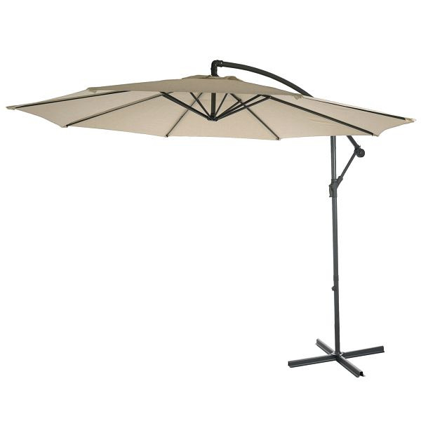 Mendler Ampelschirm Acerra, Sonnenschirm Sonnenschutz, Ø 3m neigbar, Polyester/Stahl 11kg, creme ohne Ständer, 46812