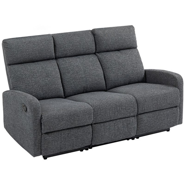 HOMCOM 3-Sitzer-Sofa, individuell verstellbare Rückenlehnen, Fußstütze, Stoffbezug, Metall, Grau, 83B-377V00GY