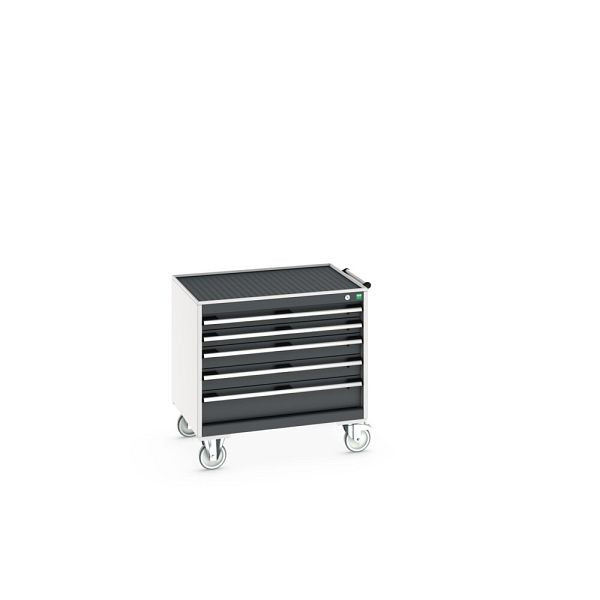 bott cubio Schubladenschrank mobil bestückt, mit 5 Schubladen, BxTxH: 800x650x785mm, RAL 7035/7016, Anthrazitgrau, 40402107.19V