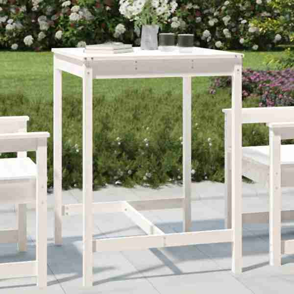 vidaXL Gartentisch Weiß 82,5x82,5x110 cm Massivholz Kiefer, 824082