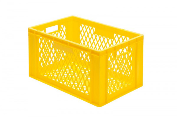 LA-KA-PE TK 600/320-2, gelb, Transport-Stapelkasten, Wände und Boden durchbrochen, 07132 02 24