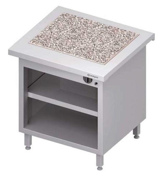 Stalgast Warmausgabe "Free Flow" mit einer Wärmeplatte aus Granit und offenem Unterschrank 1465x735x880 mm Edelstahlabdeckung, FF14120