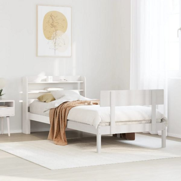 vidaXL Massivholzbett ohne Matratze Weiß 75x190 cm Kiefernholz, 3306604